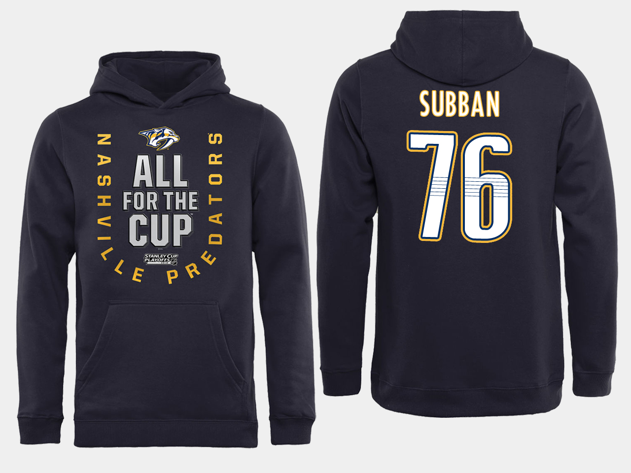 Men NHL Adidas Nashville Predators #76 Subban black ALL for the Cup hoodie-0
